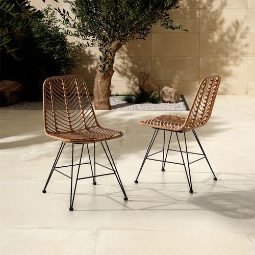 Pack De 2 Chaises De Salle à Manger Ou De Jardin Emi Ratan/noir