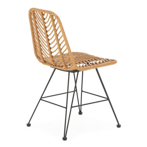 Pack De 2 Chaises De Salle à Manger Ou De Jardin Emi Ratan/noir