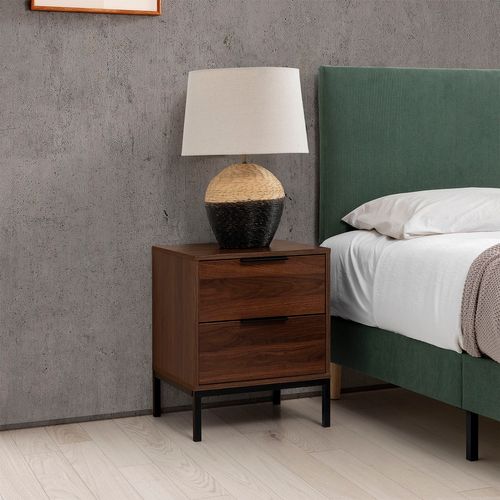 Table De Chevet Auri 2 Tiroirs Couleur Noyer
