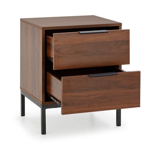 Table De Chevet Auri 2 Tiroirs Couleur Noyer