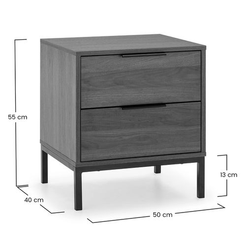 Table De Chevet Auri 2 Tiroirs Couleur Noyer