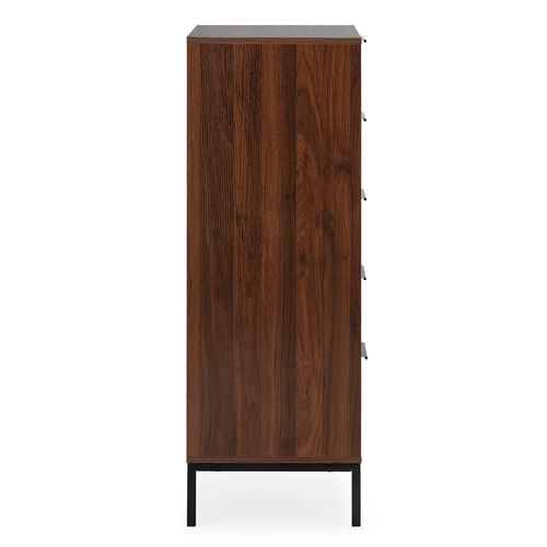 Commode Haute Auri 5 Tiroirs Couleur Noyer