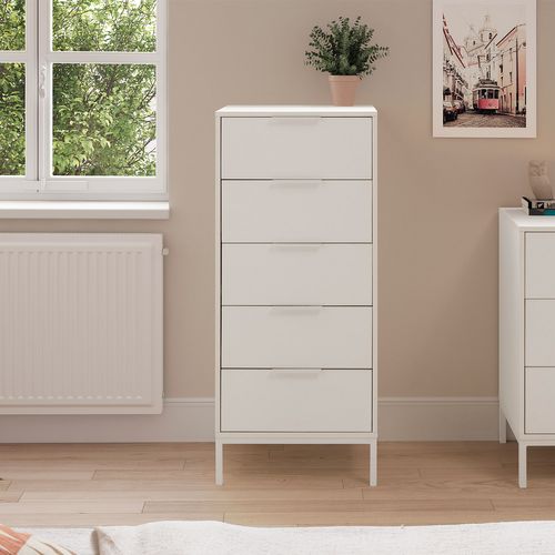 Commode Haute Auri 5 Tiroirs Couleur Blanc