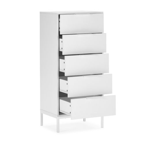 Commode Haute Auri 5 Tiroirs Couleur Blanc