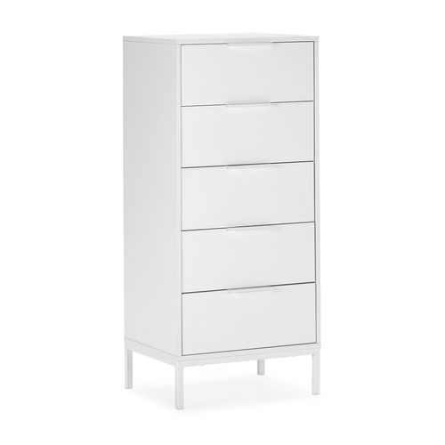 Commode Haute Auri 5 Tiroirs Couleur Blanc