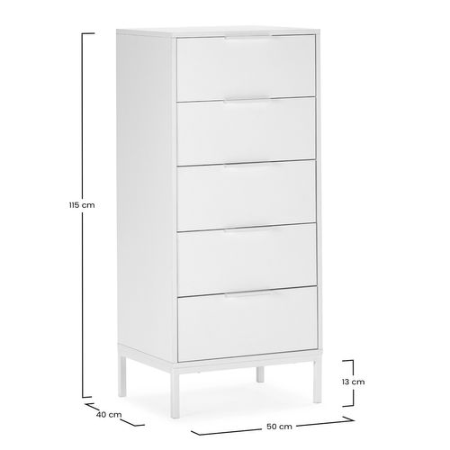 Commode Haute Auri 5 Tiroirs Couleur Blanc