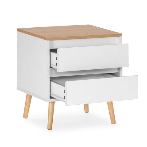 Table De Chevet Desi 2 Tiroirs Couleur Blanc