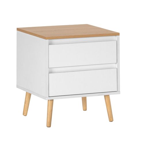 Table De Chevet Desi 2 Tiroirs Couleur Blanc