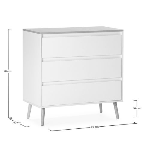 Commode Desi 3 Tiroirs Couleur Blanc