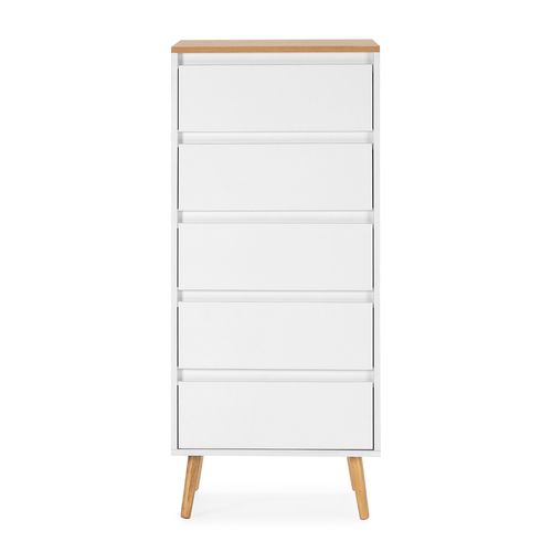 Commode Haute Desi 5 Tiroirs Couleur Blanc