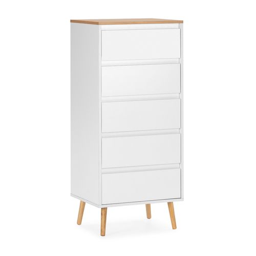 Commode Haute Desi 5 Tiroirs Couleur Blanc