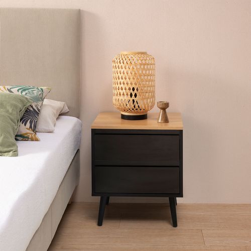 Table De Chevet Desi 2 Tiroirs Couleur Noir