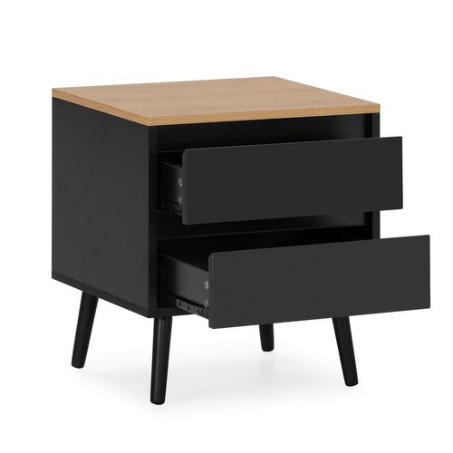 Table De Chevet Desi 2 Tiroirs Couleur Noir