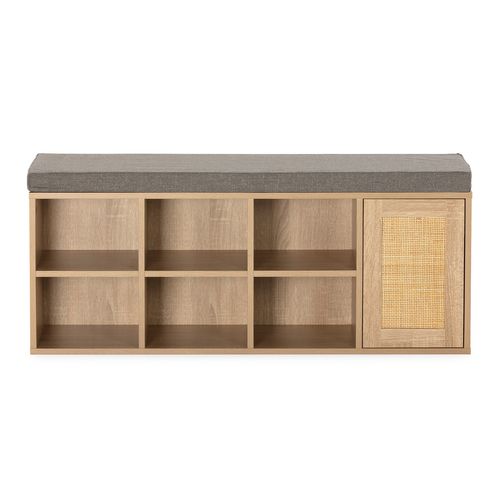 Banc à Chaussures Rafael Couleur Chêne 6 Trous Et 1 Porte