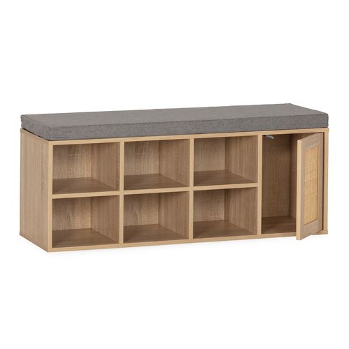 Banc à Chaussures Rafael Couleur Chêne 6 Trous Et 1 Porte