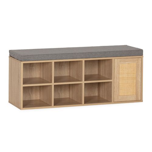 Banc à Chaussures Rafael Couleur Chêne 6 Trous Et 1 Porte