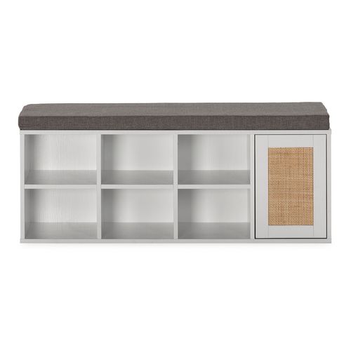 Banc à Chaussures Rafael Couleur Blanc 6 Trous Et 1 Porte