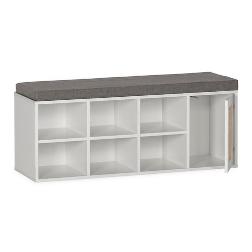 Banc à Chaussures Rafael Couleur Blanc 6 Trous Et 1 Porte