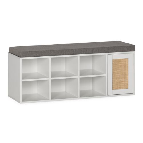 Banc à Chaussures Rafael Couleur Blanc 6 Trous Et 1 Porte