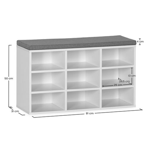 Banc à Chaussures Samuel Couleur Blanc 9 Trous