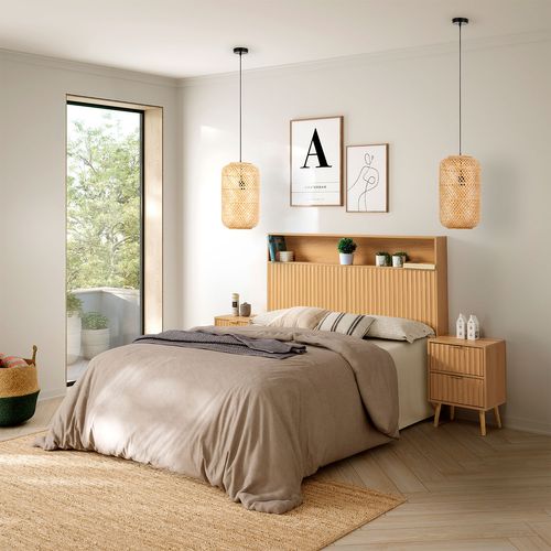 Tête De Lit Lluvia 145 Cm Avec Ragnament Couleur Chêne