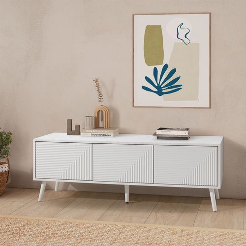 Meuble TV Telmo 3 Portes Couleur Blanc 130 Cm