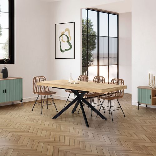 Table De Salle à Manger Extensible Palermo Couleur Chêne, 140-180 Cm