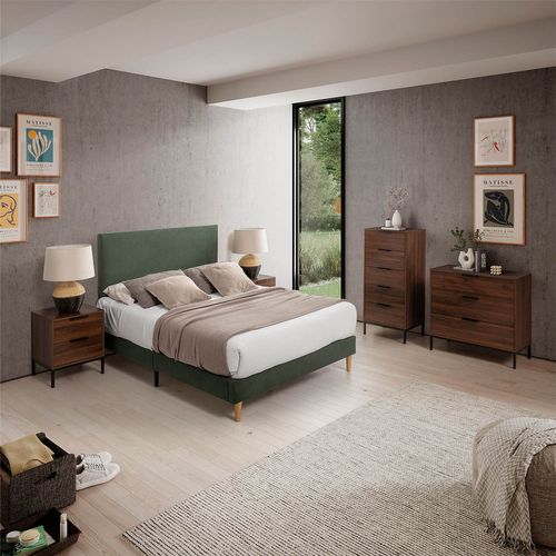 Sommier + Tête De Lit Bari 90x190 Cm Couleur Vert