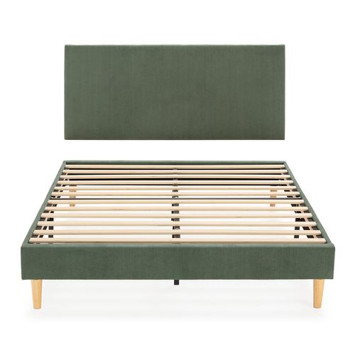 Sommier + Tête De Lit Bari 140x200 Cm Couleur Vert