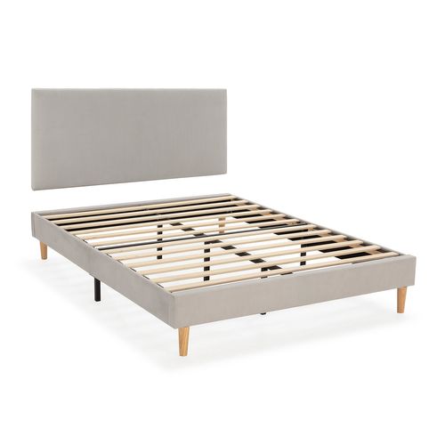 Sommier + Tête De Lit Bari 140x190 Cm Couleur Gris