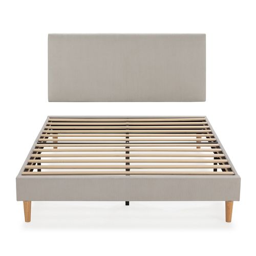 Sommier + Tête De Lit Bari 140x200 Cm Couleur Gris