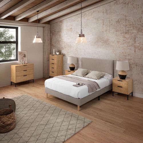 Sommier + Tête De Lit Bari 160x200 Cm Couleur Gris