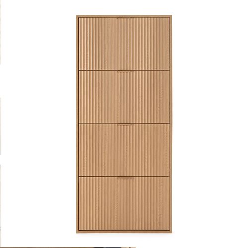 Meuble à Chaussures Lluvia 4 Portes Couleur Chêne, Pour 24 Paires