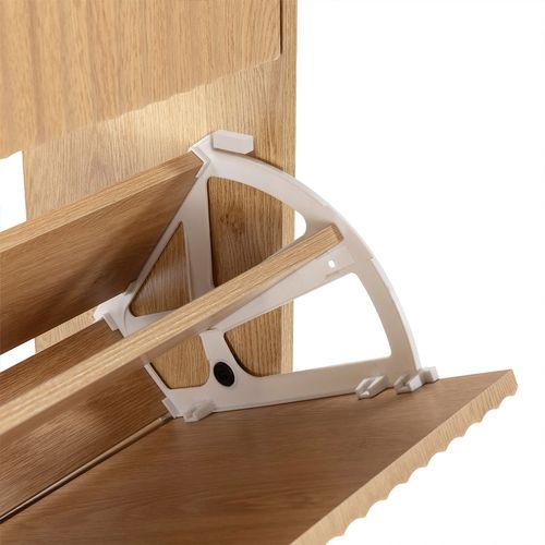 Meuble à Chaussures Lluvia 4 Portes Couleur Chêne, Pour 24 Paires