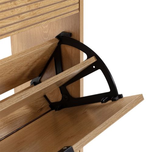 Meuble à Chaussures Mónica 4 Portes Couleur Chêne, Pour 24 Paires