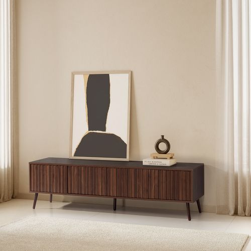 Meuble TV Lluvia 4 Portes Effet Noyer