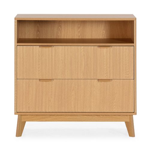 Commode Oporto 2 Tiroirs 1 Étagère Effet Chêne