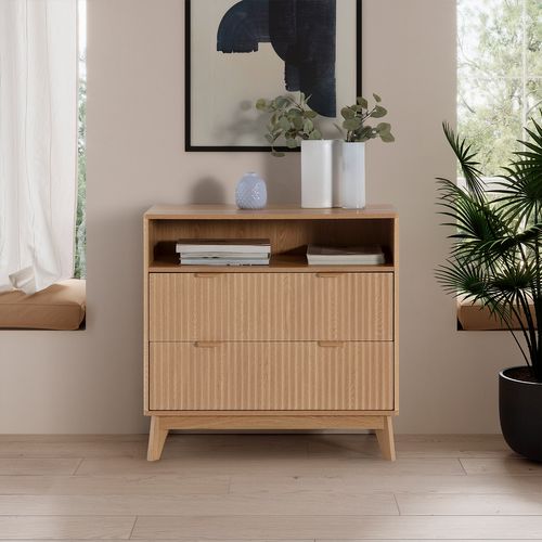 Commode Oporto 2 Tiroirs 1 Étagère Effet Chêne