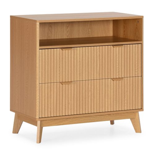 Commode Oporto 2 Tiroirs 1 Étagère Effet Chêne