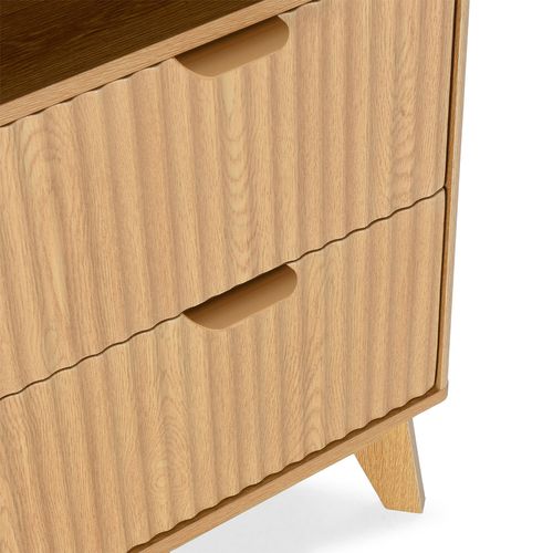 Commode Oporto 2 Tiroirs 1 Étagère Effet Chêne