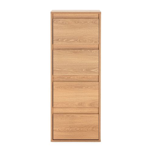 Commode Haute Tori 4 Tiroirs Effet Chêne