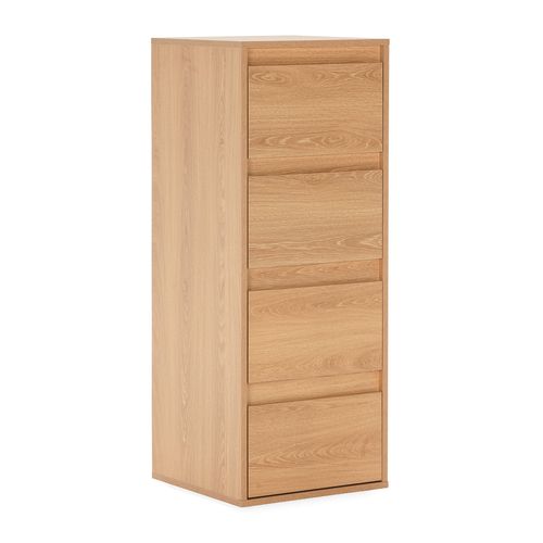 Commode Haute Tori 4 Tiroirs Effet Chêne