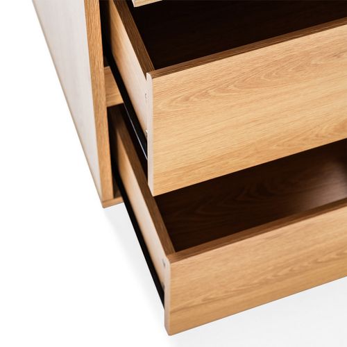 Commode Haute Tori 4 Tiroirs Effet Chêne