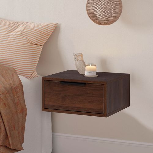 Ensemble 2 Tables De Chevet Flottantes Auri 1 Tiroir Couleur Noyer