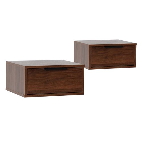 Ensemble 2 Tables De Chevet Flottantes Auri 1 Tiroir Couleur Noyer
