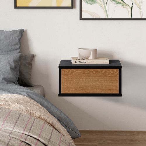 Ensemble 2 Tables De Chevet Flottantes Apolo 1 Tiroir Couleur Noir