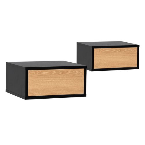 Ensemble 2 Tables De Chevet Flottantes Apolo 1 Tiroir Couleur Noir