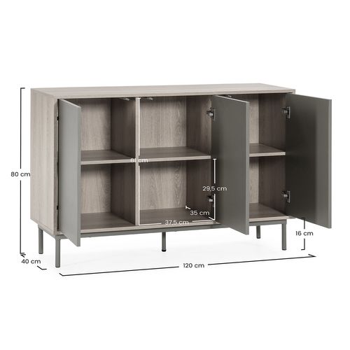 Buffet Cuzco 3 Portes Couleur Chêne/vert