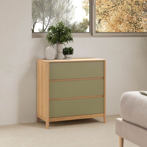Commode Nassau 3 Tiroirs Effet Chêne/vert