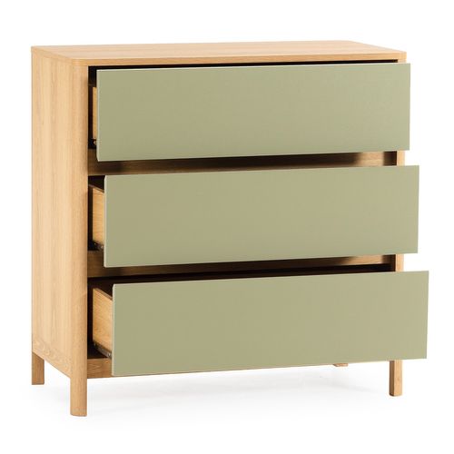 Commode Nassau 3 Tiroirs Effet Chêne/vert